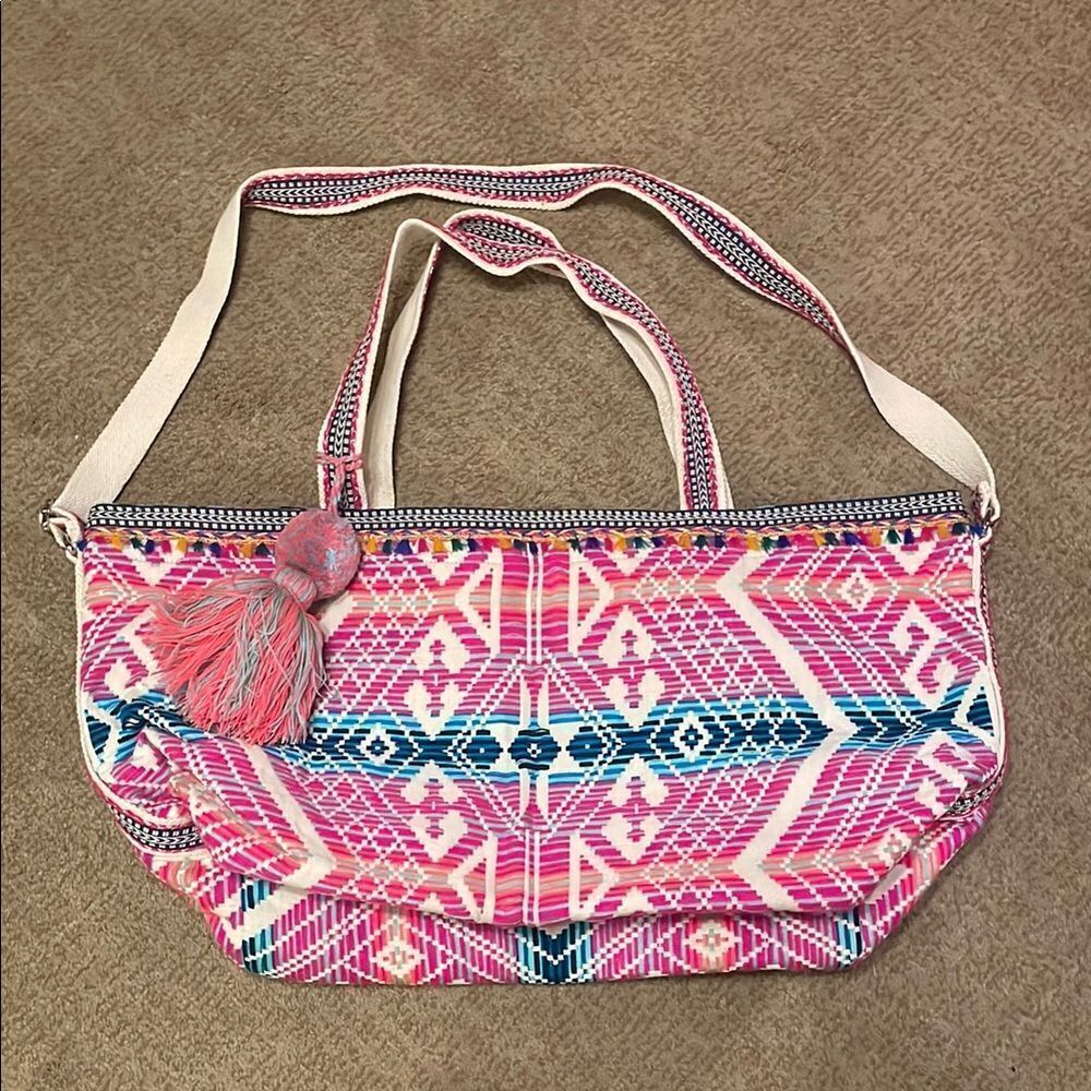 Pink and Blue Patterned Tote Bag